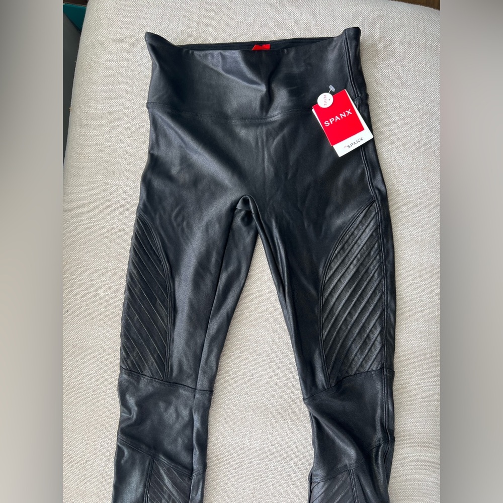 Spanx faux leather moto leggings